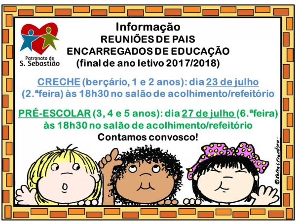 3.ªReunião de Pais/Encarregados de Educação (final de ano letivo 2017-2018)