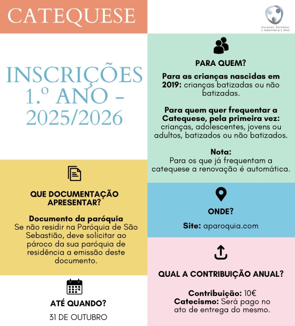 Inscrições para o 1.º Ano da Catequese 2025/2026